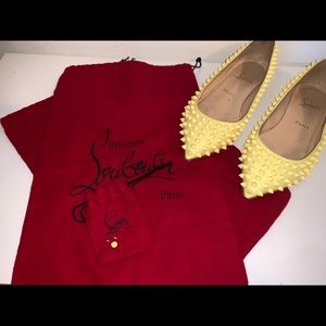 Christian Louboutin yellow Pigalle spiked flats